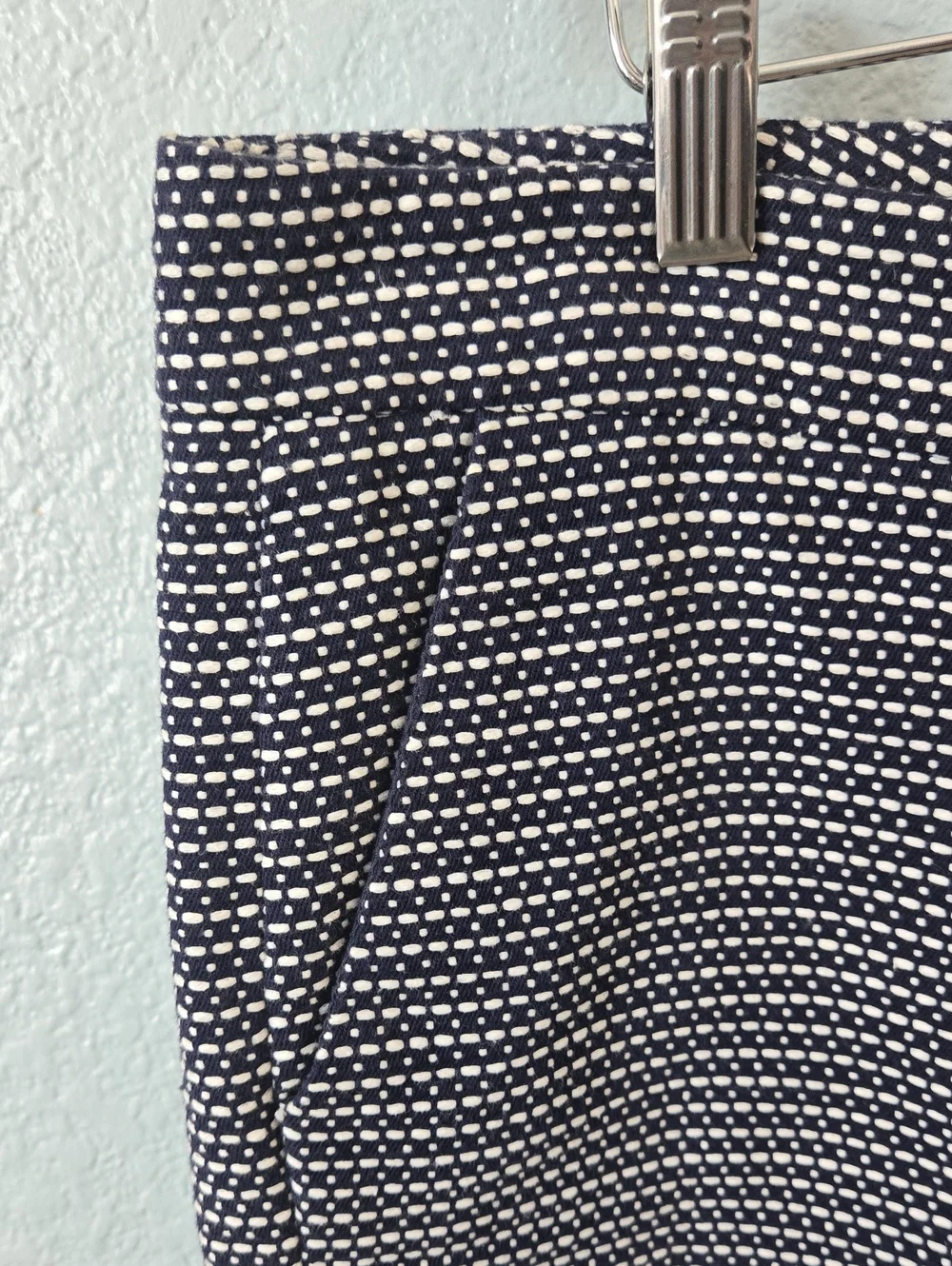 Sandro Paris Tweed Tailored Shorts Textured Deep Navy Sz 14 Winter Chic